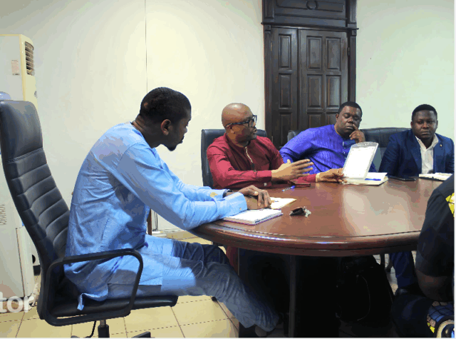 Prof Wondji, CANVeCT Lead, presenting the Guardian Spatial repellent to the NMCP manager in Cameroon as part of the stakeholder engagement